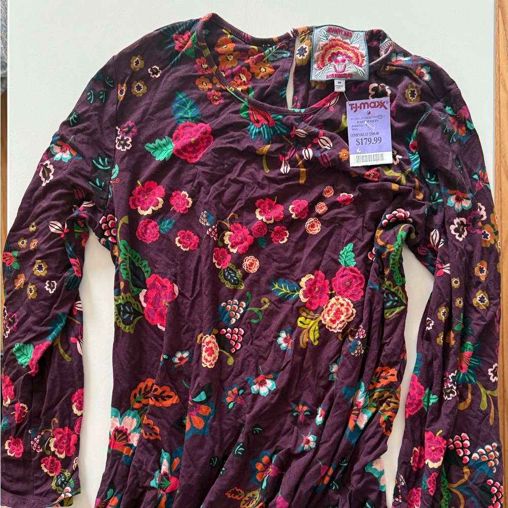 Johnny Was Purple Floral Shirt